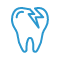 Animated tooth with dental damage representing restorative dentistry