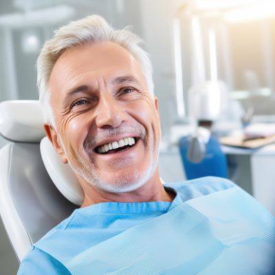 Smiling, happy senior dental patient