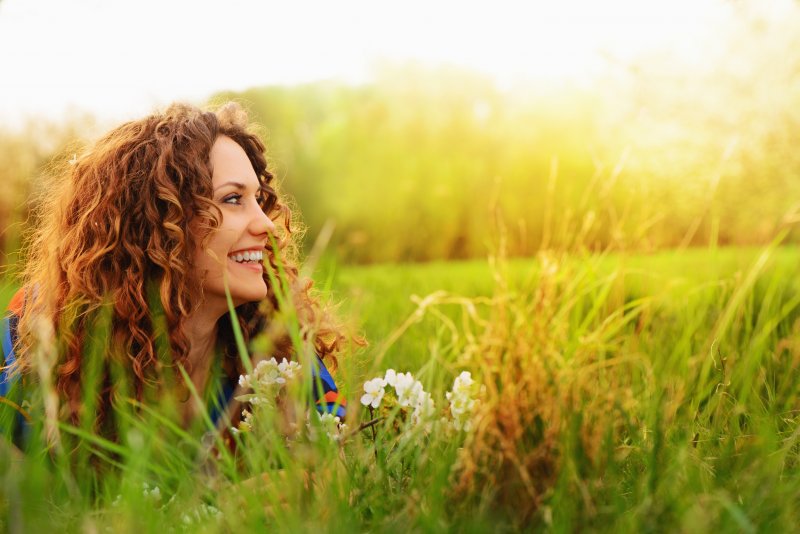 Woman smiling in sun